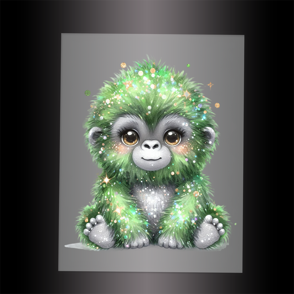 (DTF-GLIT527) GLITTER GORILLA - Garment Transfer