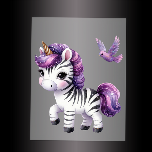 (DTF-GLIT702) GLITTER ZEBRA - Garment Transfer