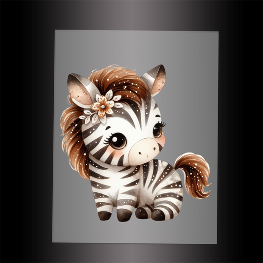 (DTF-GLIT704) GLITTER ZEBRA - Garment Transfer