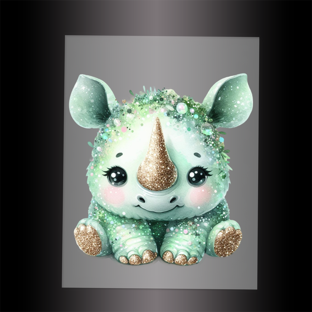 (DTF-GLIT752) GLITTER RHINO - Garment Transfer