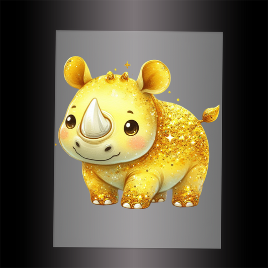(DTF-GLIT763) GLITTER RHINO - Garment Transfer