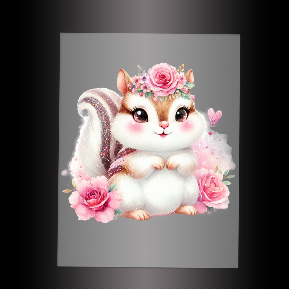 (DTF-GLIT851) GLITTER CHIPMUNK - Garment Transfer