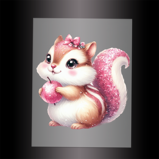(DTF-GLIT853) GLITTER CHIPMUNK - Garment Transfer
