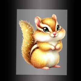 (DTF-GLIT854) GLITTER CHIPMUNK - Garment Transfer