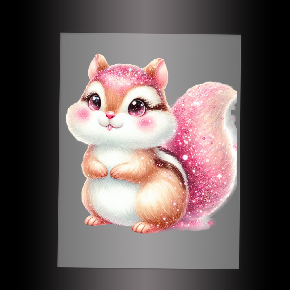 (DTF-GLIT858) GLITTER CHIPMUNK - Garment Transfer