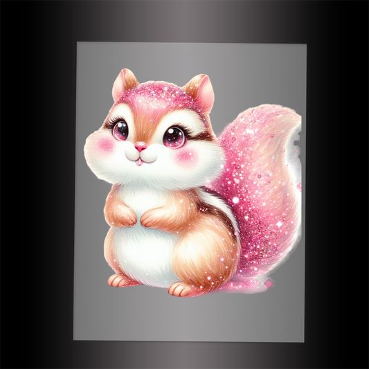 (DTF-GLIT858) GLITTER CHIPMUNK - Garment Transfer