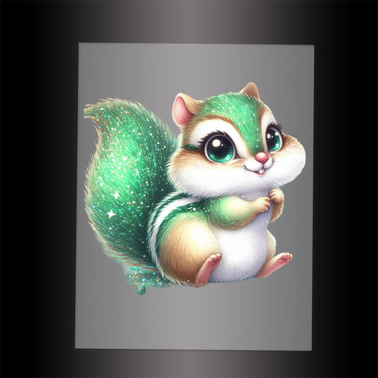 (DTF-GLIT860) GLITTER CHIPMUNK - Garment Transfer