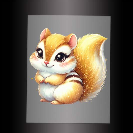(DTF-GLIT861) GLITTER CHIPMUNK - Garment Transfer