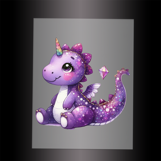 (DTF-GLIT870) GLITTER DINOSAUR - Garment Transfer