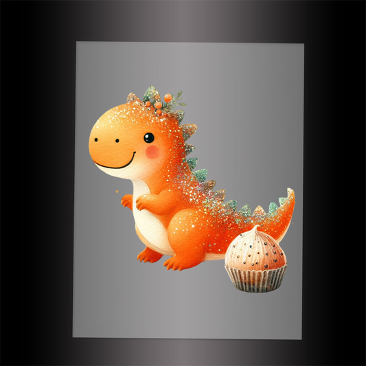 (DTF-GLIT871) GLITTER DINOSAUR - Garment Transfer
