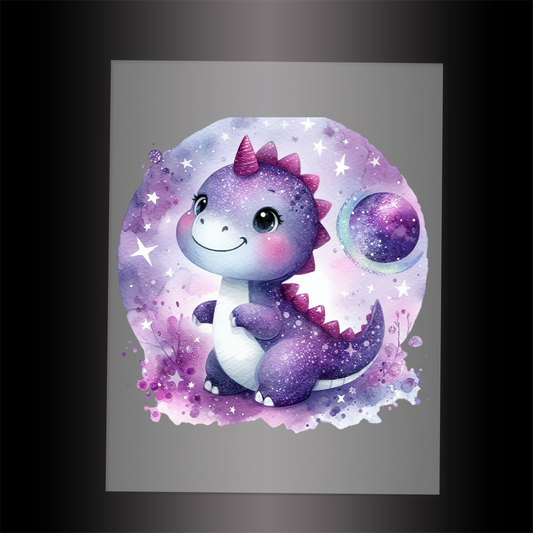 (DTF-GLIT872) GLITTER DINOSAUR - Garment Transfer