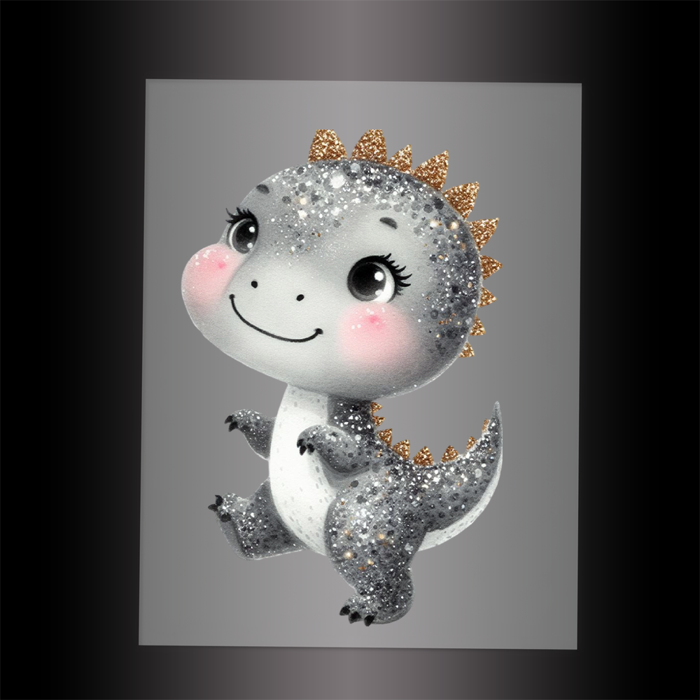 (DTF-GLIT873) GLITTER DINOSAUR - Garment Transfer