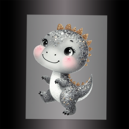 (DTF-GLIT873) GLITTER DINOSAUR - Garment Transfer