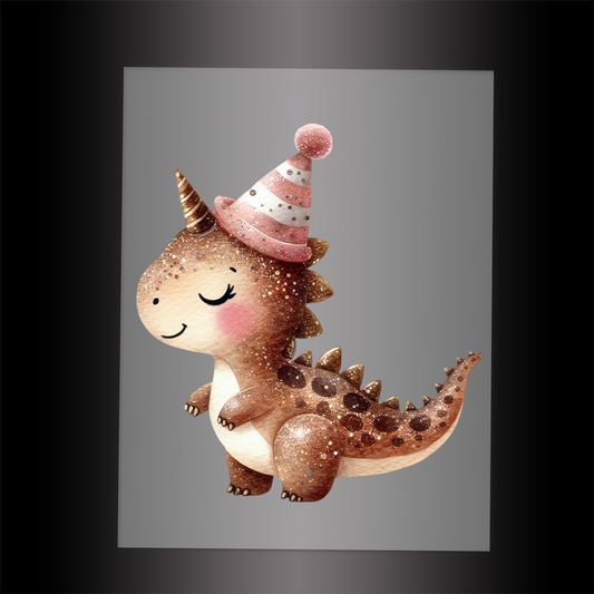 (DTF-GLIT874) GLITTER DINOSAUR - Garment Transfer