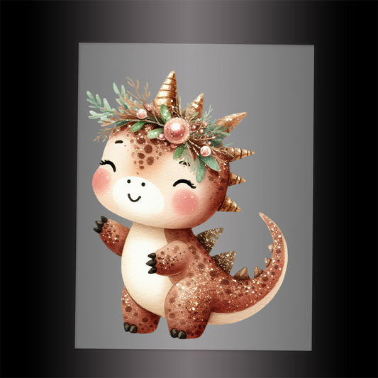 (DTF-GLIT875) GLITTER DINOSAUR - Garment Transfer