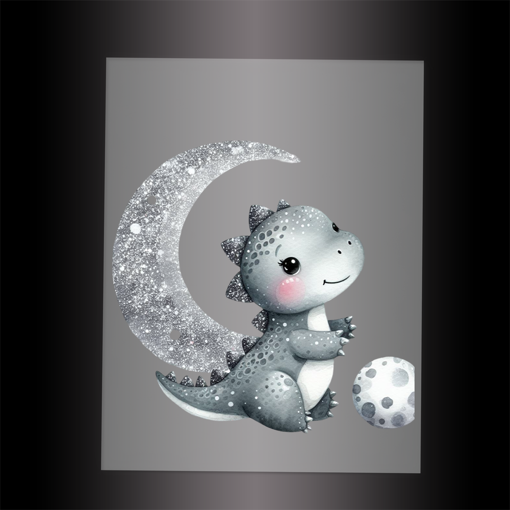 (DTF-GLIT887) GLITTER DINOSAUR - Garment Transfer