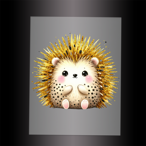 (DTF-GLIT904) GLITTER HEDGEHOG - Garment Transfer