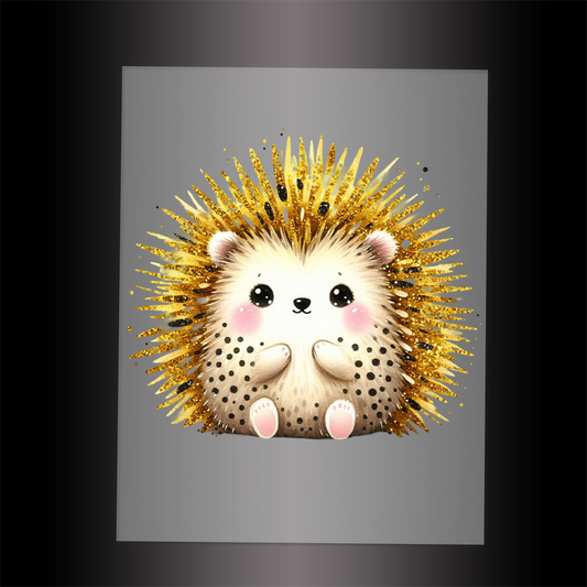 (DTF-GLIT904) GLITTER HEDGEHOG - Garment Transfer