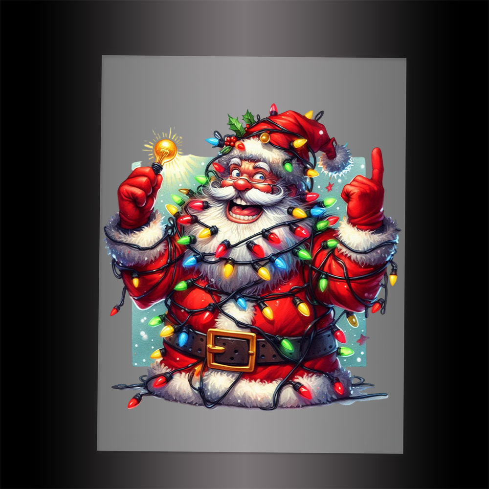 (DTF-SAN043) SANTA LIGHTS - Garment Transfer
