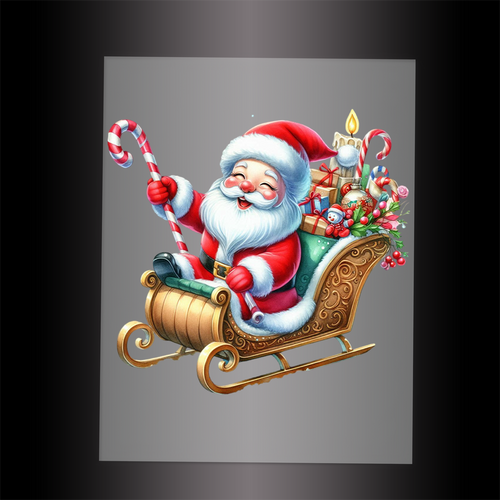 (DTF-SAN070) SANTA SLEIGH - Garment Transfer