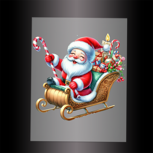 (DTF-SAN070) SANTA SLEIGH - Garment Transfer
