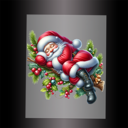(DTF-SAN098) SLEEPING SANTA - Garment Transfer