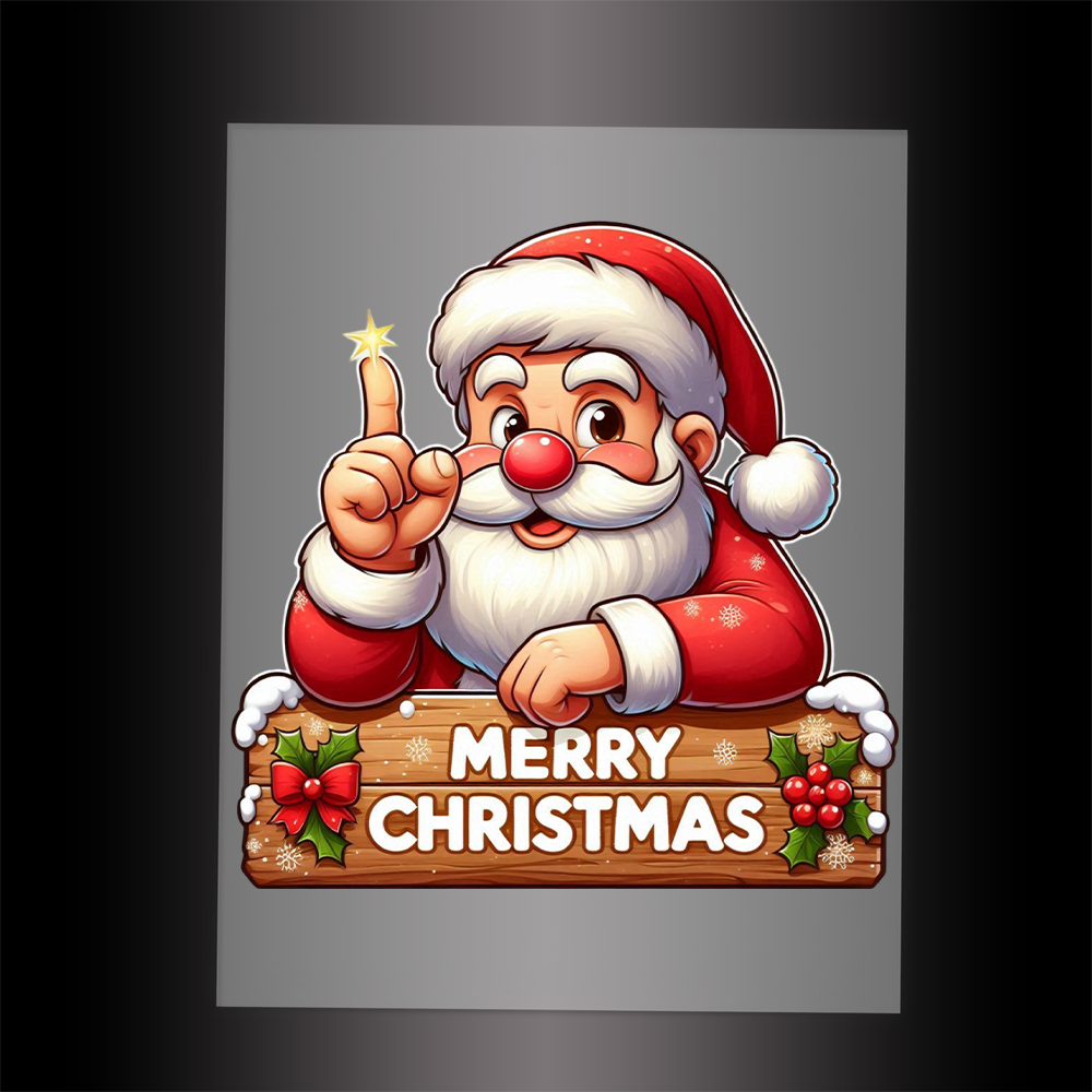 (DTF-SAN193)  MERRY CHRISTMA SANTA SIGN- Garment Transfer