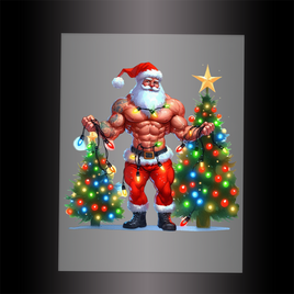 (DTF-SAN251)  MUSCLE SANTA - Garment Transfer