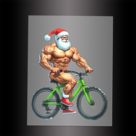 (DTF-SAN258)  MUSCLE SANTA - Garment Transfer