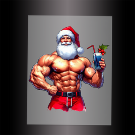 (DTF-SAN263)  MUSCLE SANTA - Garment Transfer