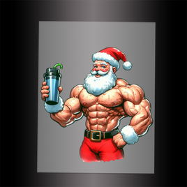 (DTF-SAN267)  MUSCLE SANTA - Garment Transfer