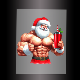 (DTF-SAN268)  MUSCLE SANTA - Garment Transfer