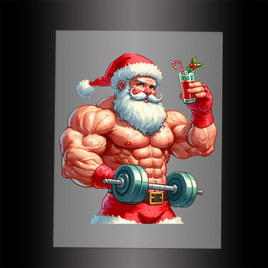 (DTF-SAN271)  MUSCLE SANTA - Garment Transfer