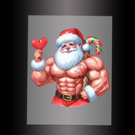 (DTF-SAN273)  MUSCLE SANTA - Garment Transfer