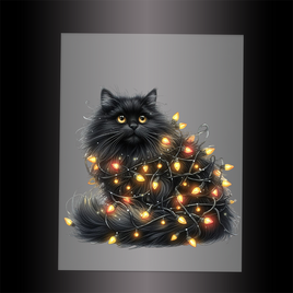 (DTF-XA205) CHRISTMAS KITTEN LIGHTS - Garment Transfer