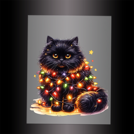 (DTF-XA206) CHRISTMAS KITTEN LIGHTS - Garment Transfer