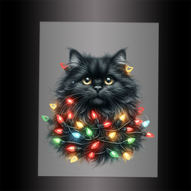 (DTF-XA207) CHRISTMAS KITTEN LIGHTS - Garment Transfer