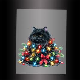 (DTF-XA209) CHRISTMAS KITTEN LIGHTS - Garment Transfer