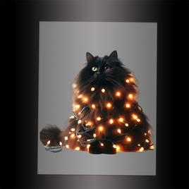 (DTF-XA214) CHRISTMAS KITTEN LIGHTS - Garment Transfer