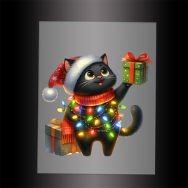 (DTF-XA222) CHRISTMAS KITTEN LIGHTS - Garment Transfer