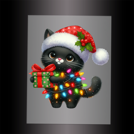 (DTF-XA224) CHRISTMAS KITTEN LIGHTS - Garment Transfer