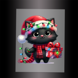 (DTF-XA225) CHRISTMAS KITTEN LIGHTS - Garment Transfer