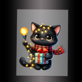 (DTF-XA228) CHRISTMAS KITTEN LIGHTS - Garment Transfer