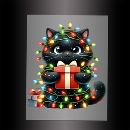 (DTF-XA230) CHRISTMAS KITTEN LIGHTS - Garment Transfer