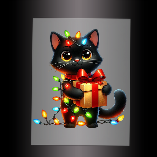 (DTF-XA232) CHRISTMAS KITTEN LIGHTS - Garment Transfer