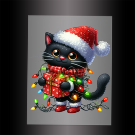 (DTF-XA235) CHRISTMAS KITTEN LIGHTS - Garment Transfer