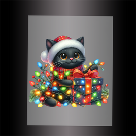 (DTF-XA236) CHRISTMAS KITTEN LIGHTS - Garment Transfer