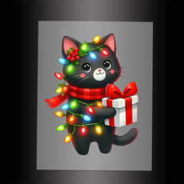 (DTF-XA237) CHRISTMAS KITTEN LIGHTS - Garment Transfer