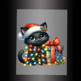 (DTF-XA240) CHRISTMAS KITTEN LIGHTS - Garment Transfer