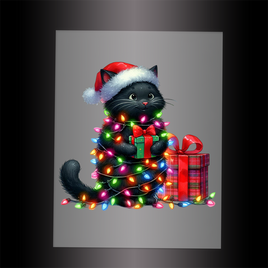 (DTF-XA241) CHRISTMAS KITTEN LIGHTS - Garment Transfer